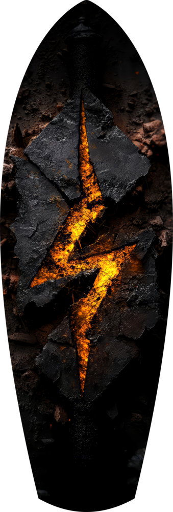 Lightning Bolt Burning Stone Glow Glass Wall Art