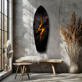 Lightning Bolt Burning Stone Glow Glass Wall Art.