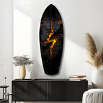 Lightning Bolt Burning Stone Glow Glass Wall Art.