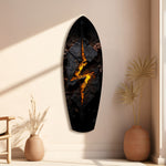 Lightning Bolt Burning Stone Glow Glass Wall Art.