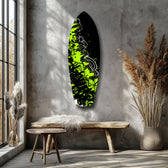 Neon Green Black Graffiti Street Art Glass Wall Art.