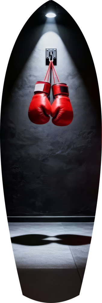 Red Boxing Gloves Spotlight Gym Glass Wall Art
