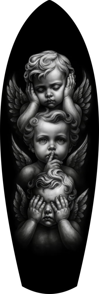 Three Wise Cherubs See Hear Speak No Evil Glass Wall Art