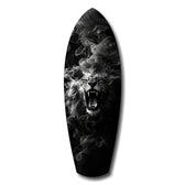 Roaring Lion Smoke Monochrome Glass Wall Art.