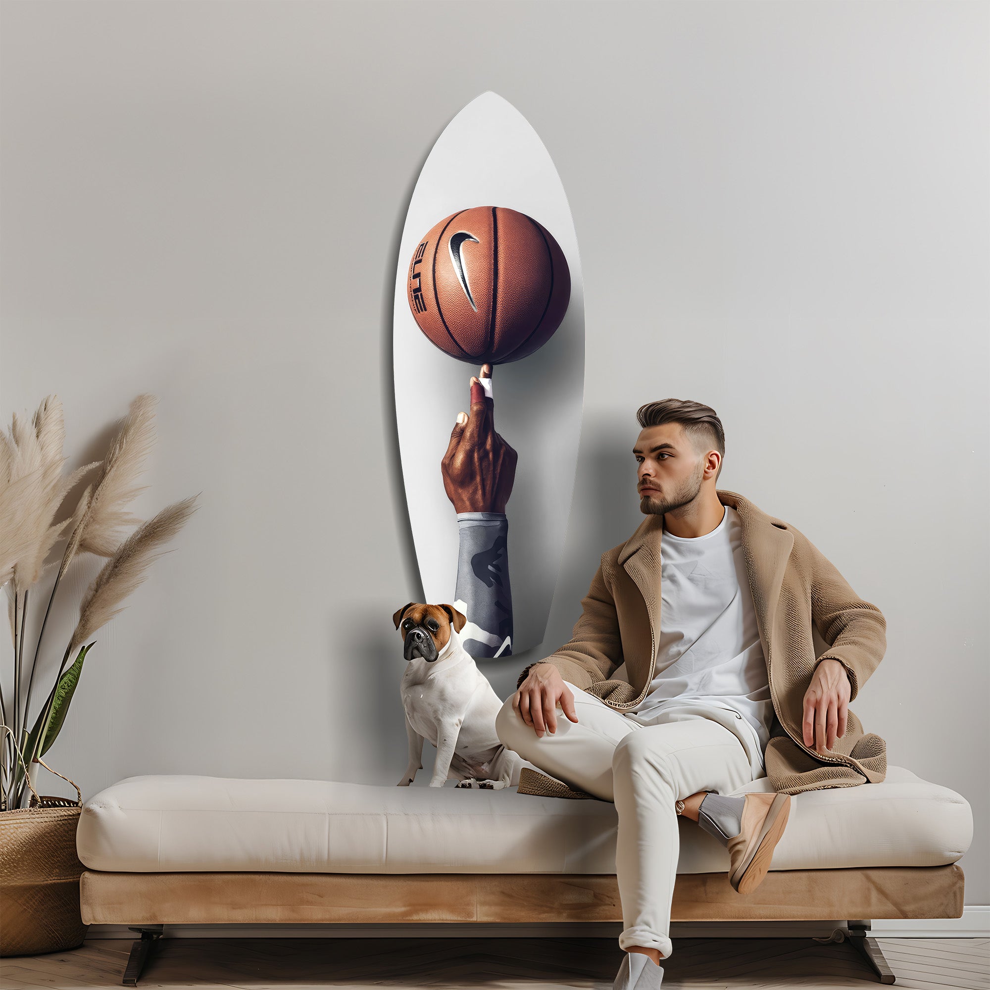 Spinning Basketball Finger Balance Glass Wall Art.