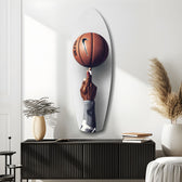 Spinning Basketball Finger Balance Glass Wall Art.