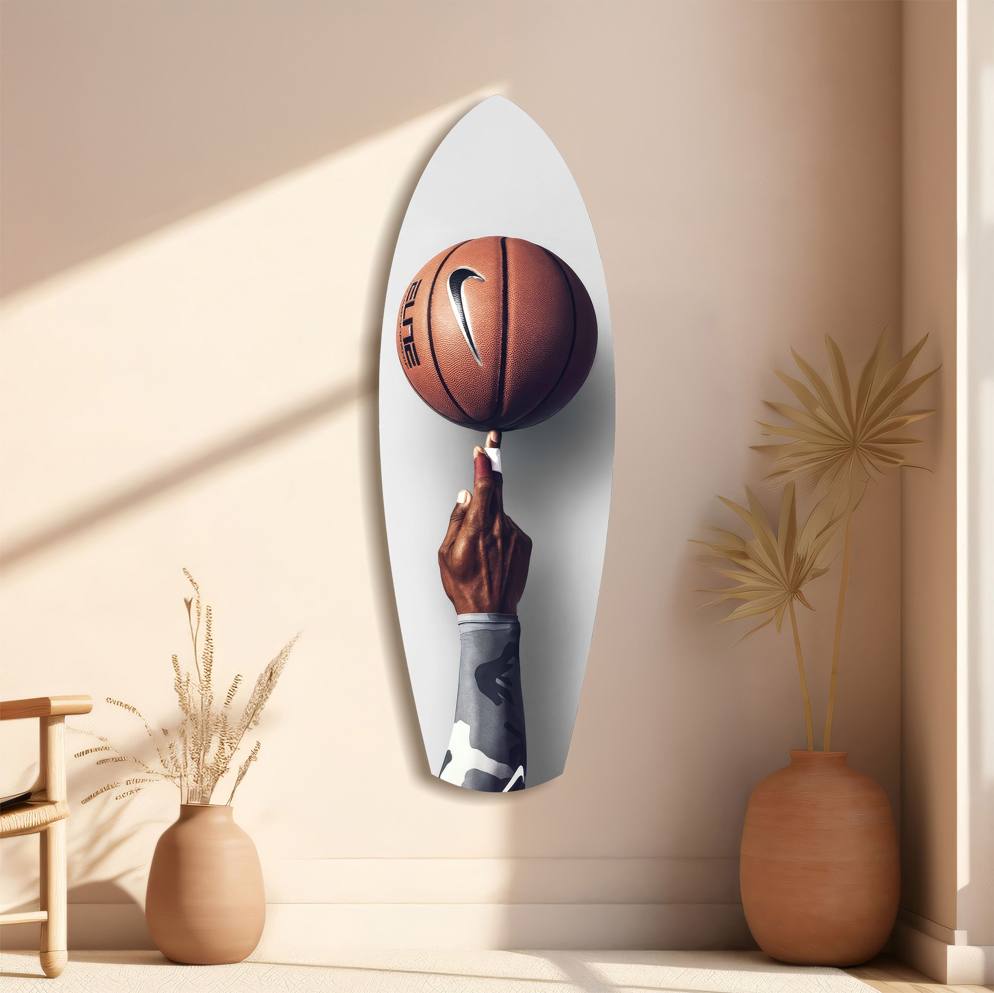 Spinning Basketball Finger Balance Glass Wall Art.