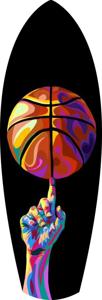Pop Art Basketball Spin Colorful Glass Wall Art