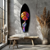 Pop Art Basketball Spin Colorful Glass Wall Art.