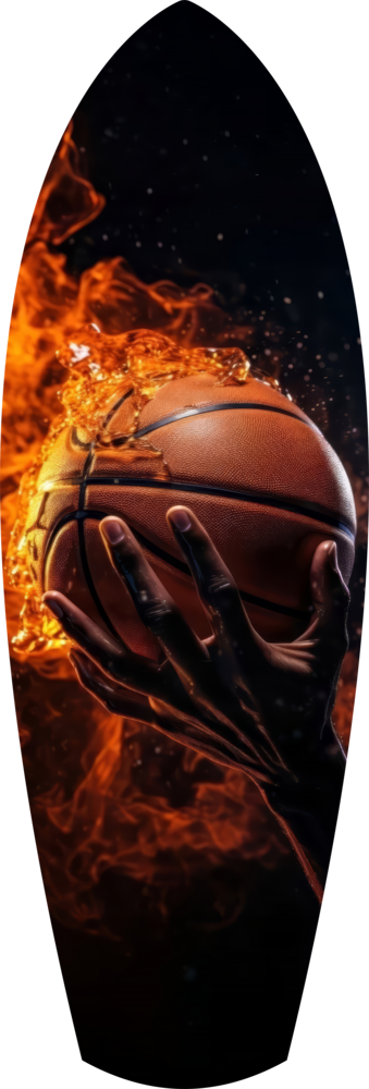 Flaming Basketball Hand Fire Glass Wall Art