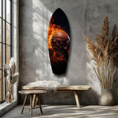 Flaming Basketball Hand Fire Glass Wall Art.