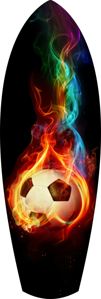 Flaming Soccer Ball Rainbow Smoke Glass Wall Art