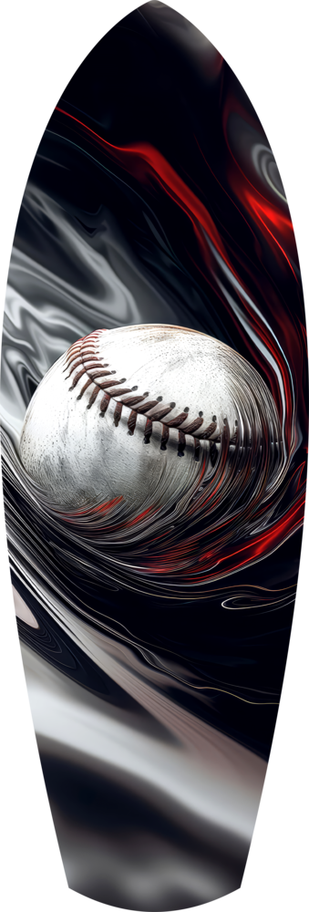 Baseball Liquid Swirl Black Red Glass Wall Art