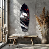 Baseball Liquid Swirl Black Red Glass Wall Art.