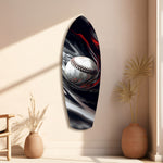 Baseball Liquid Swirl Black Red Glass Wall Art.