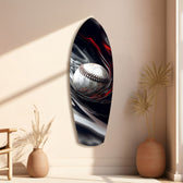 Baseball Liquid Swirl Black Red Glass Wall Art.