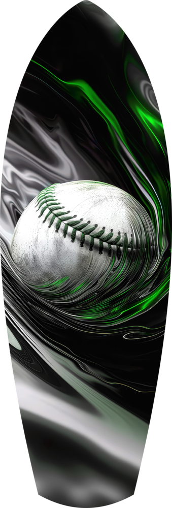 Baseball Liquid Swirl Black Green Glass Wall Art
