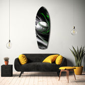 Baseball Liquid Swirl Black Green Glass Wall Art.