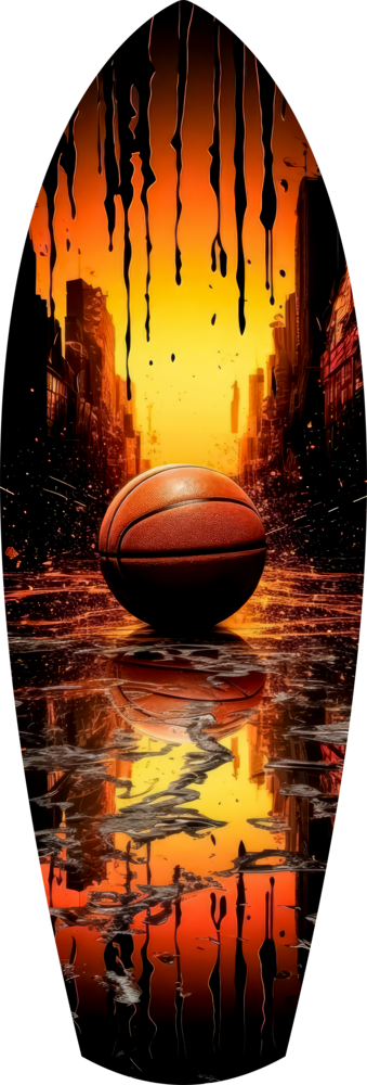 Basketball Sunset Cityscape Drip Glass Wall Art