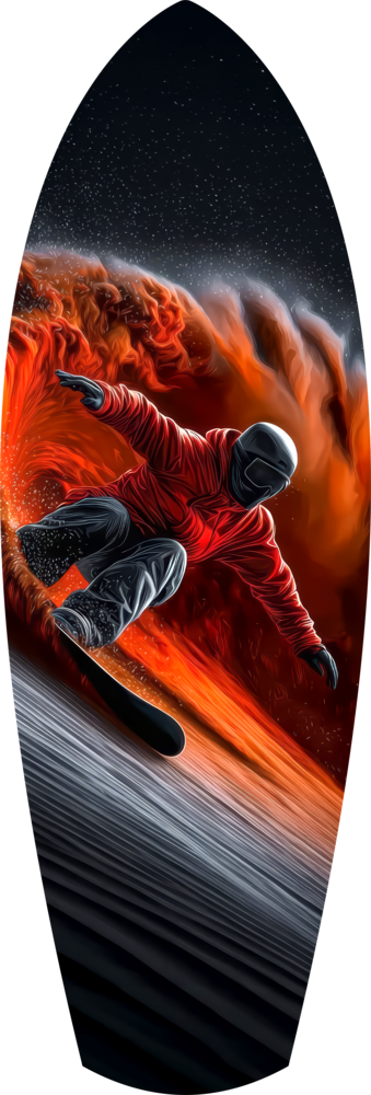 Snowboarder Fire Trail Adrenaline Glass Wall Art
