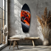 Snowboarder Fire Trail Adrenaline Glass Wall Art.