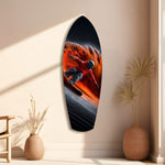 Snowboarder Fire Trail Adrenaline Glass Wall Art.
