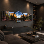 Golden Cliffs Mountain Valley 3 Piece Glass Wall Art