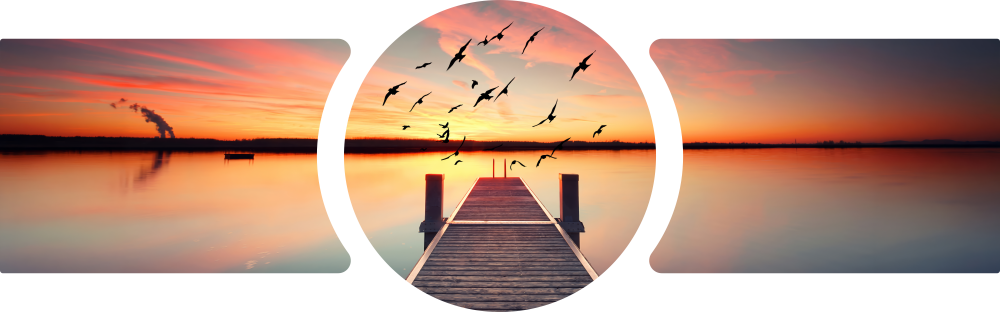 Sunset Pier Flying Birds 3 Piece Glass Wall Art