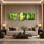 Sunlit Green Forest Canopy 3 Piece Glass Wall Art