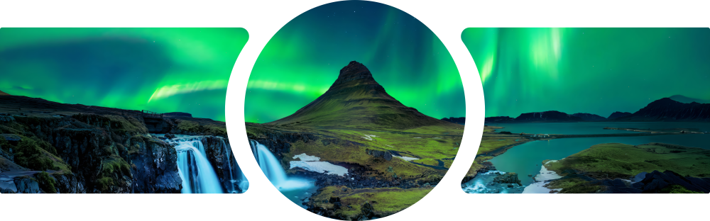 Green Aurora Mountain Night 3 Piece Glass Wall Art