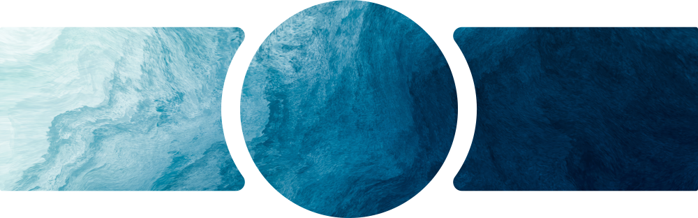 Flowing Blue Ocean Abstract 3 Piece Glass Wall Art