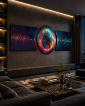 Glowing Cosmic Planet 3 Piece Glass Wall Art
