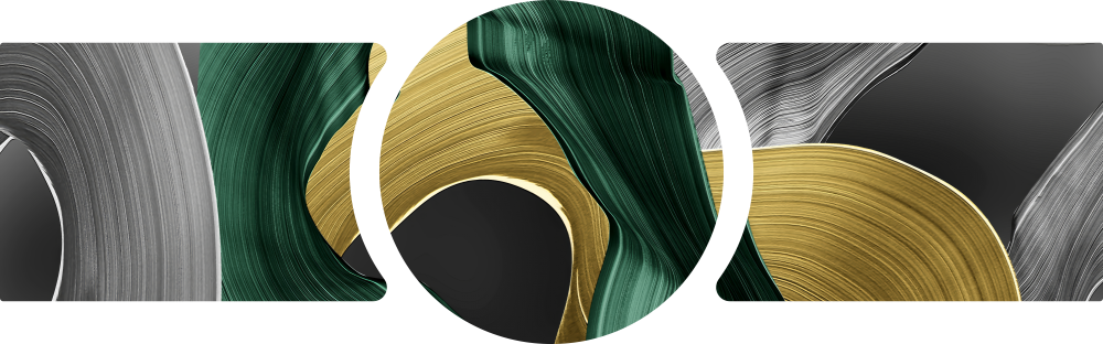 Emerald Gold Brushstroke Swirls 3 Piece Glass Wall Art