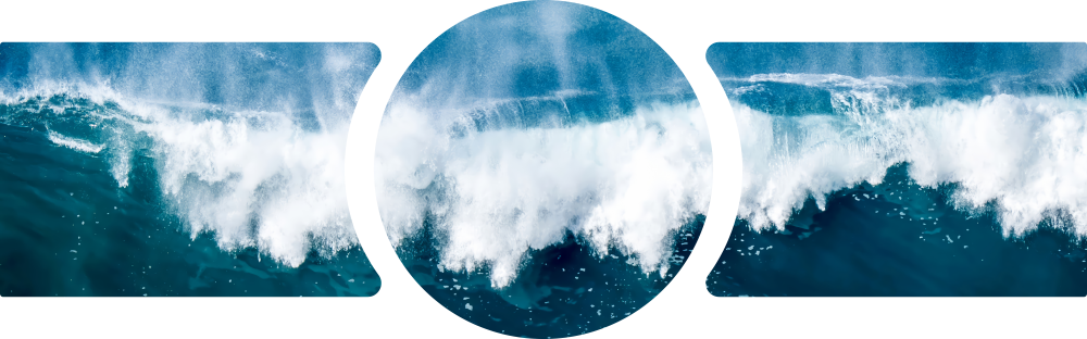 Crashing Blue Ocean Wave 3 Piece Glass Wall Art