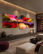 Vivid Painted Horizon Color Storm 3 Piece Glass Wall Art