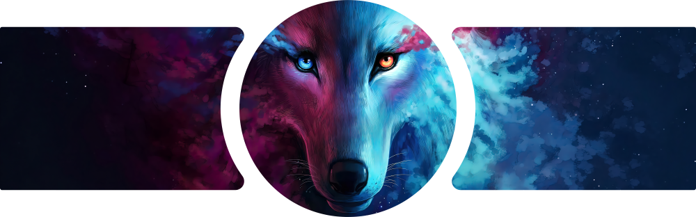 Blue and Red Galaxy Wolf 3 Piece Glass Wall Art
