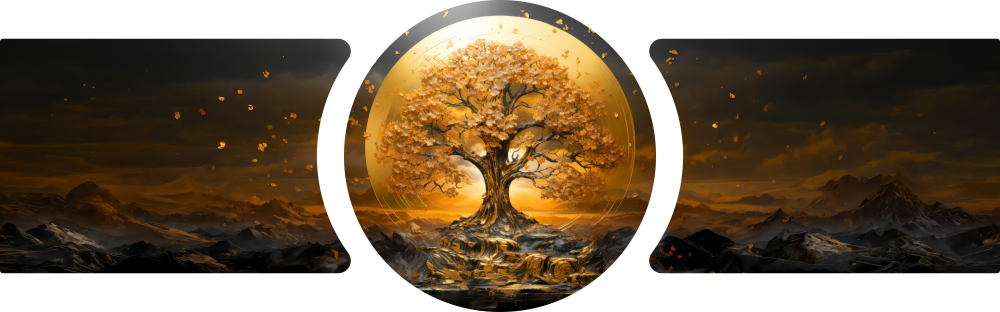 Golden Tree of Life Sunset 3 Piece Glass Wall Art