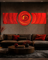 Crimson Swirl Vortex 3 Piece Glass Wall Art