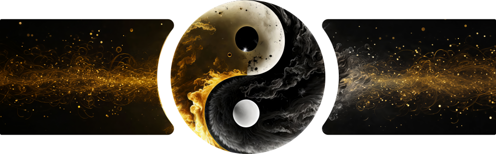 Golden Black Yin Yang Balance 3 Piece Glass Wall Art