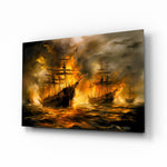 Maritime battle panel anchoring an executive office wall