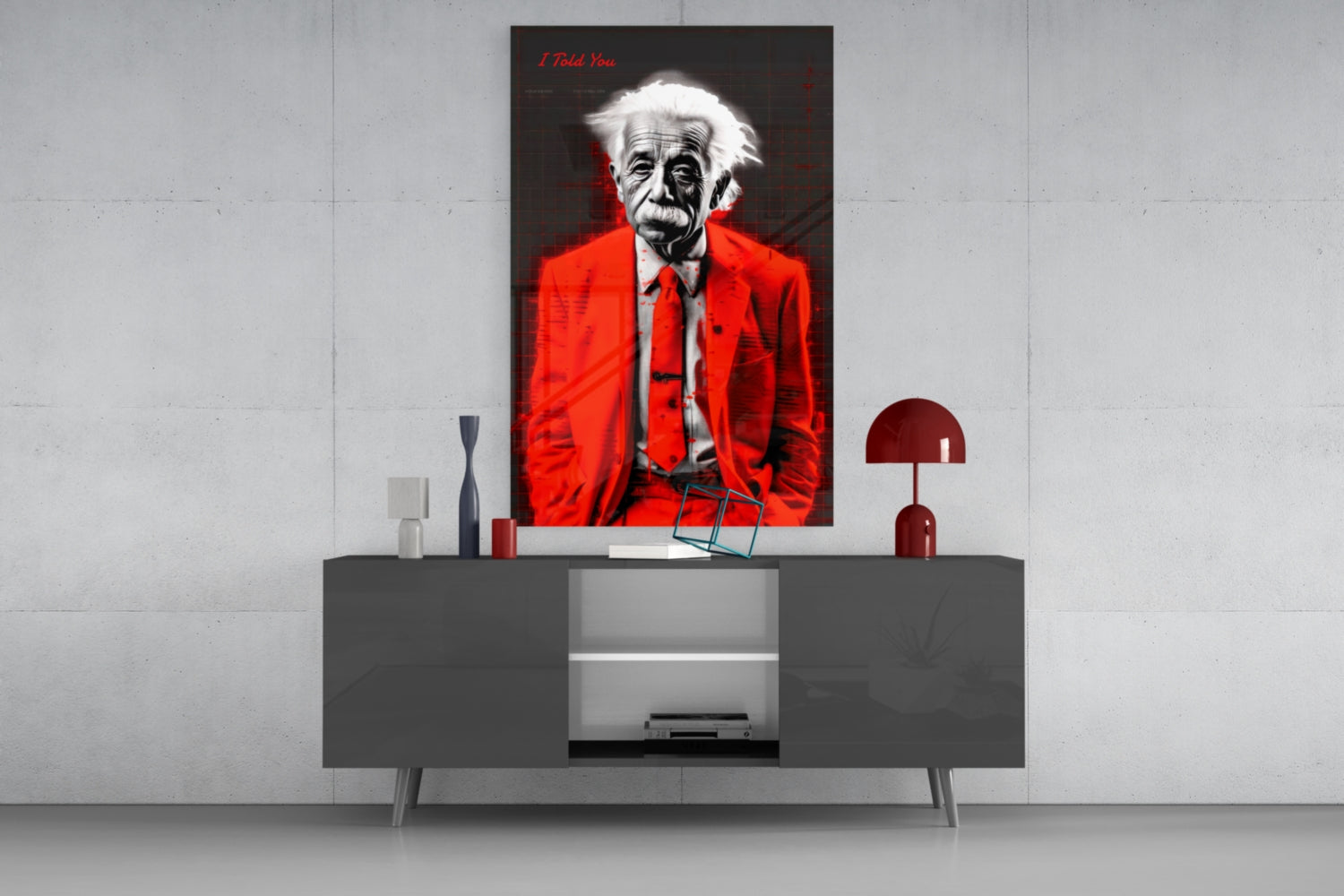 Albert Einstein's Colorful World Glass Wall Art || Designer Collection