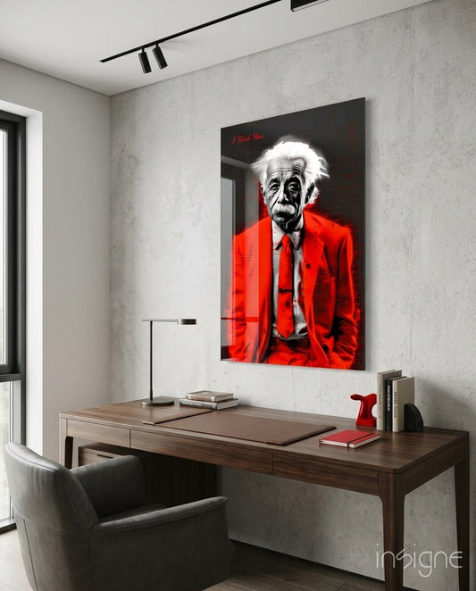 Wild-Haired Genius Colorful World Glass Wall Art || Designer Collection