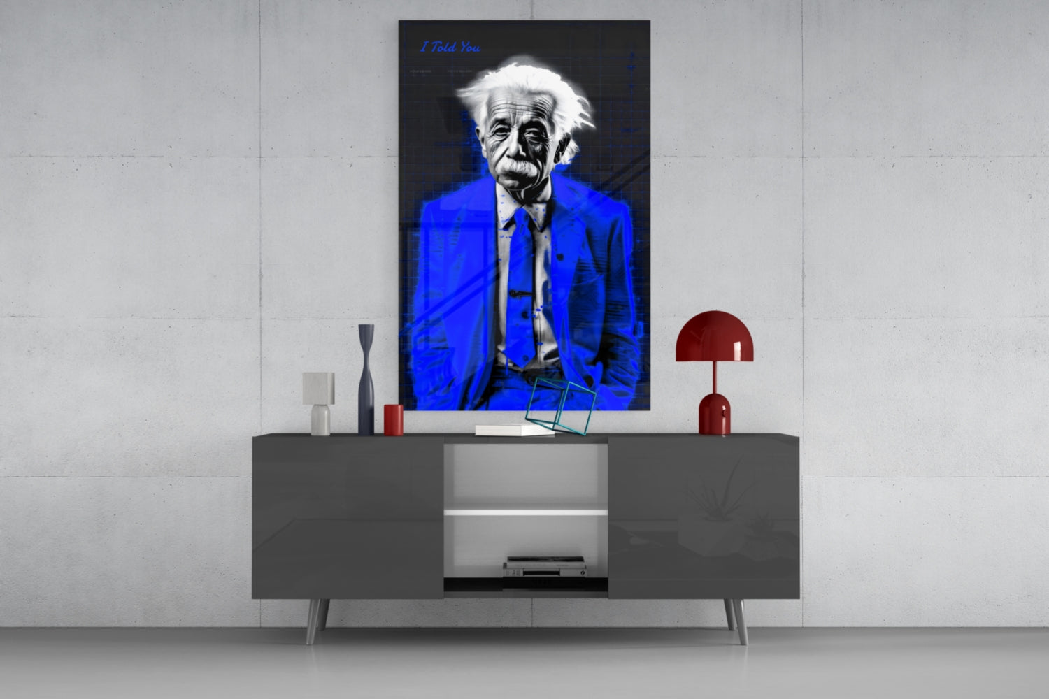 Albert Einstein's Colorful World Glass Wall Art || Designer Collection