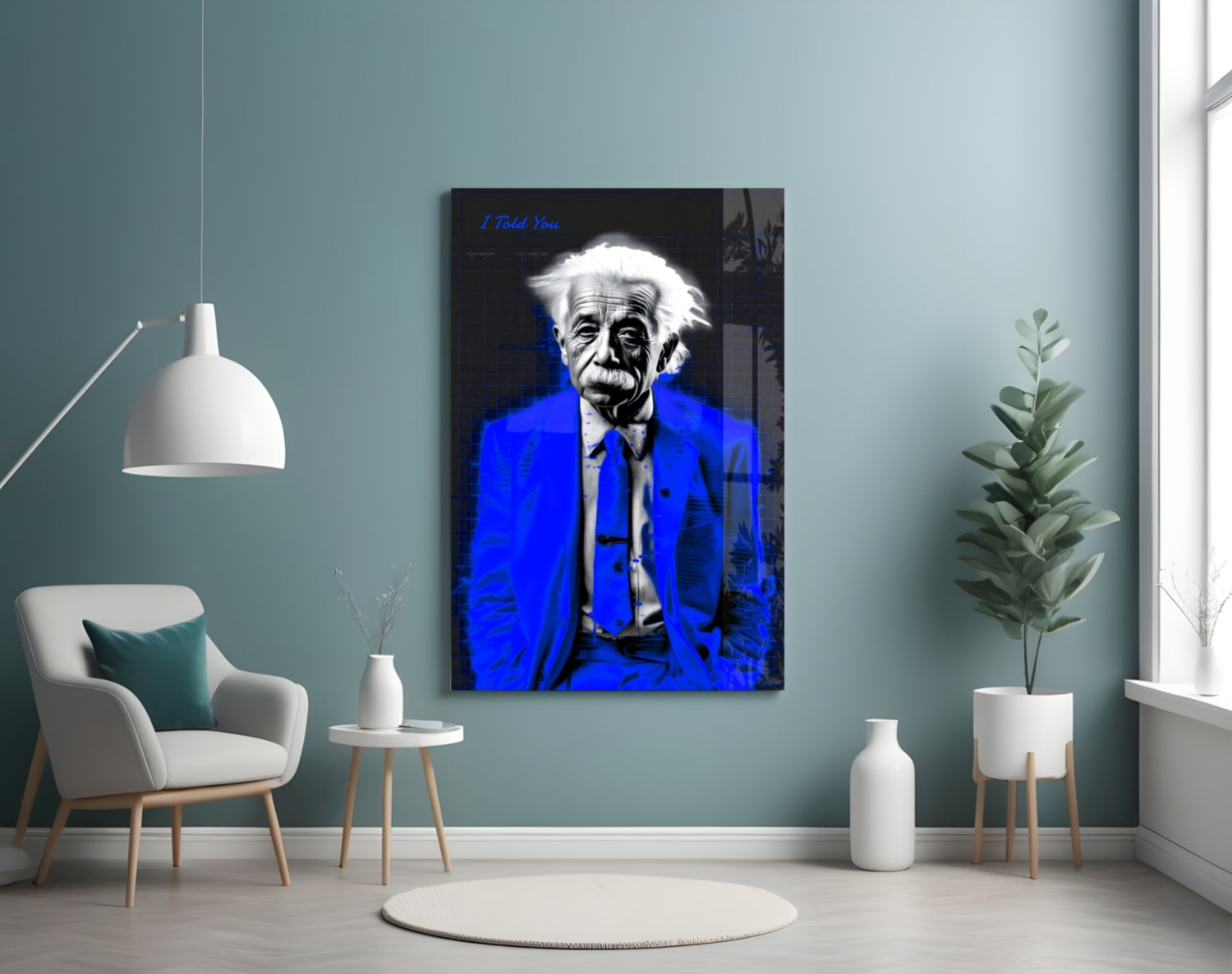 Albert Einstein's Colorful World Glass Wall Art || Designer Collection