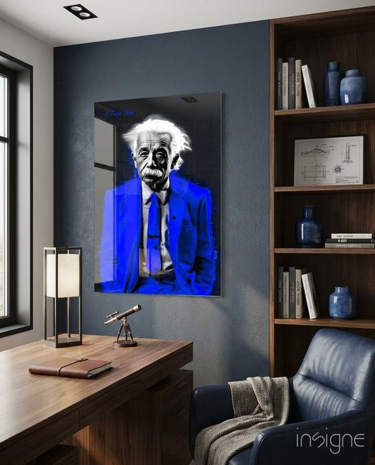 Wild-Haired Genius Colorful World Glass Wall Art || Designer Collection
