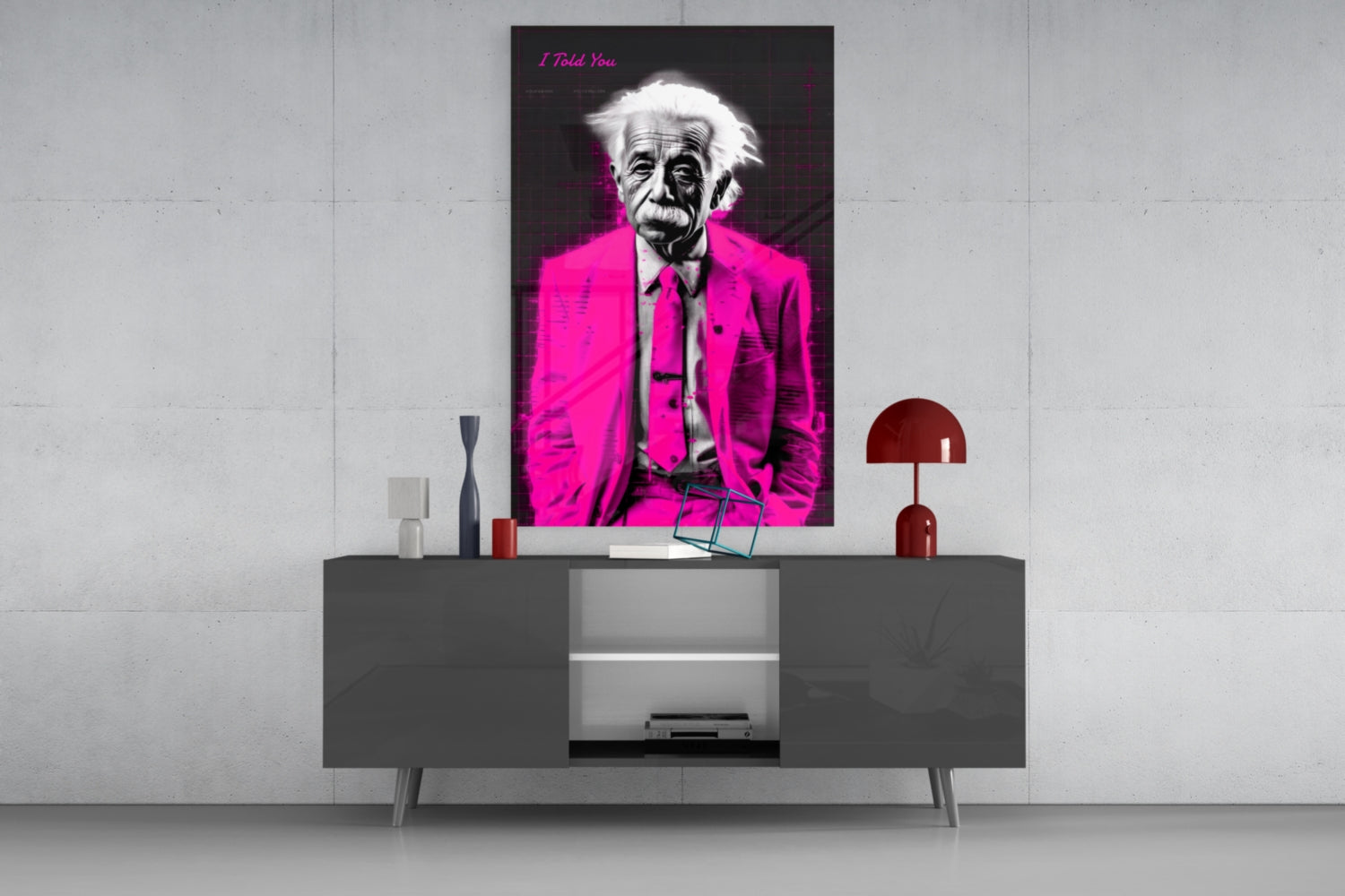 Albert Einstein's Colorful World Glass Wall Art || Designer Collection
