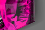 Einstein magenta glass wall art catching light to reveal its inked detail