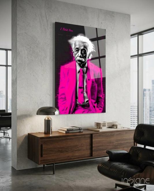 Wild-Haired Genius Colorful World Glass Wall Art || Designer Collection