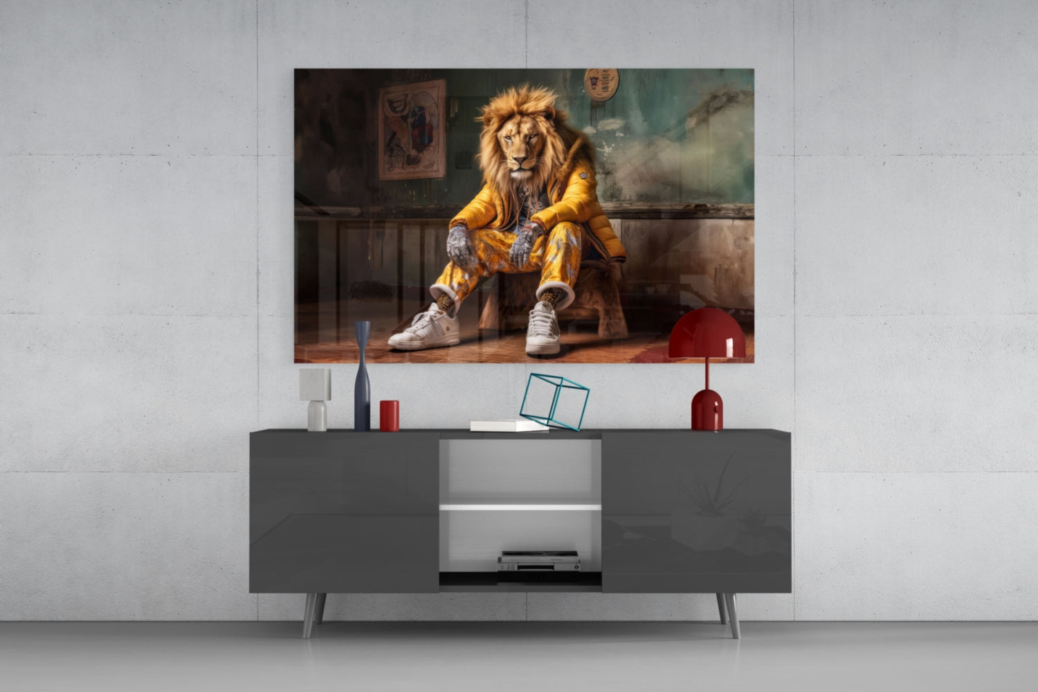 Yellow Jacket King Glass Wall Art || Designer Collection