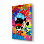 Luxury-pop panel anchoring a creative office wall